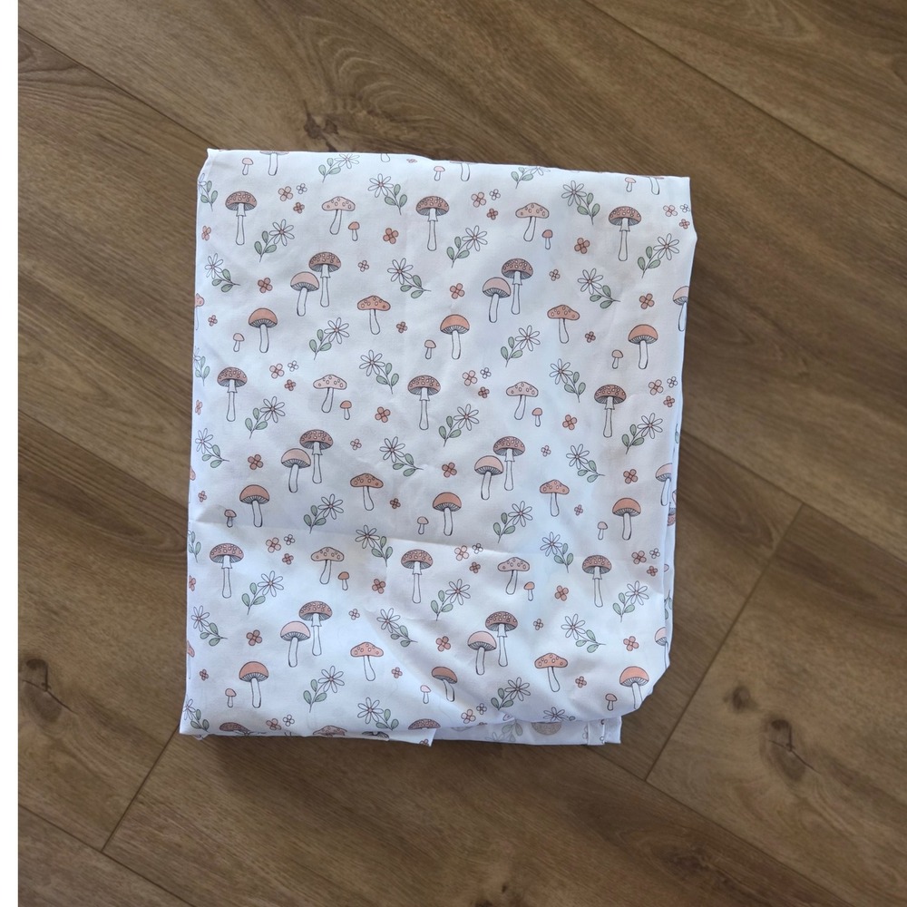 Moss & Willow Mushroom Floral Print‎ Fabric Queen Sheet Cottagecore